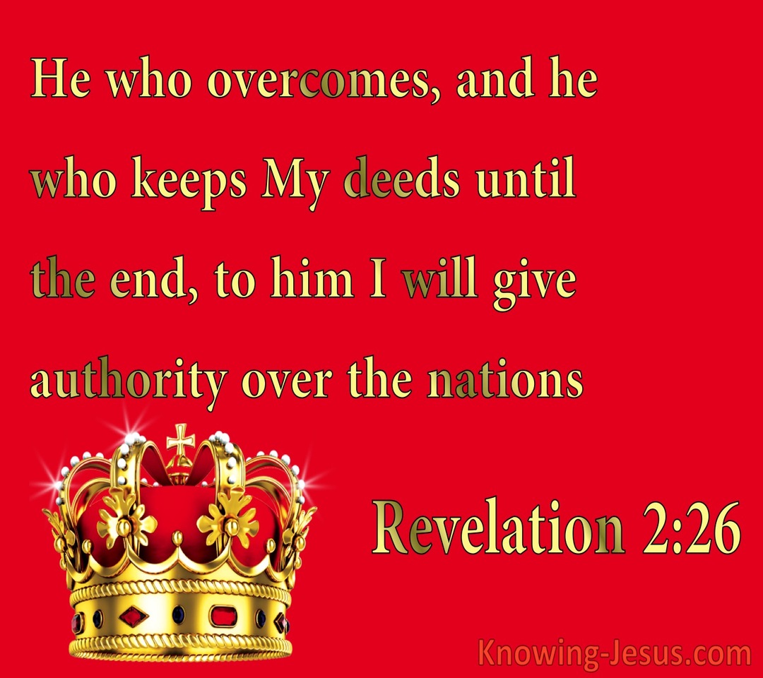Revelation 2:26 He Who Overcomes (red)